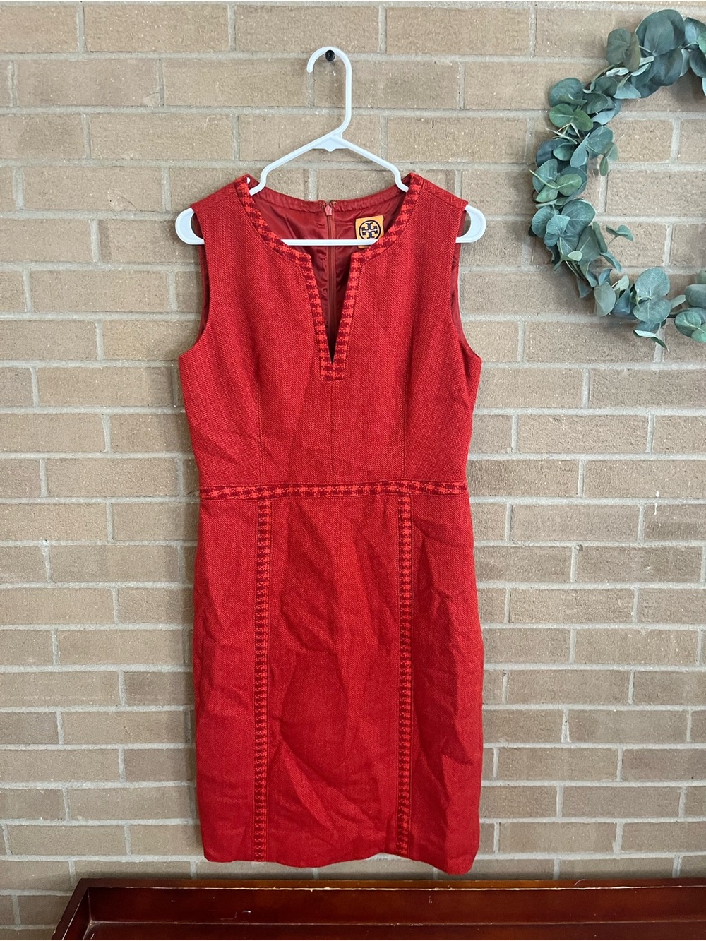Tory Burch Bright Red Sleeveless Sheath Dress